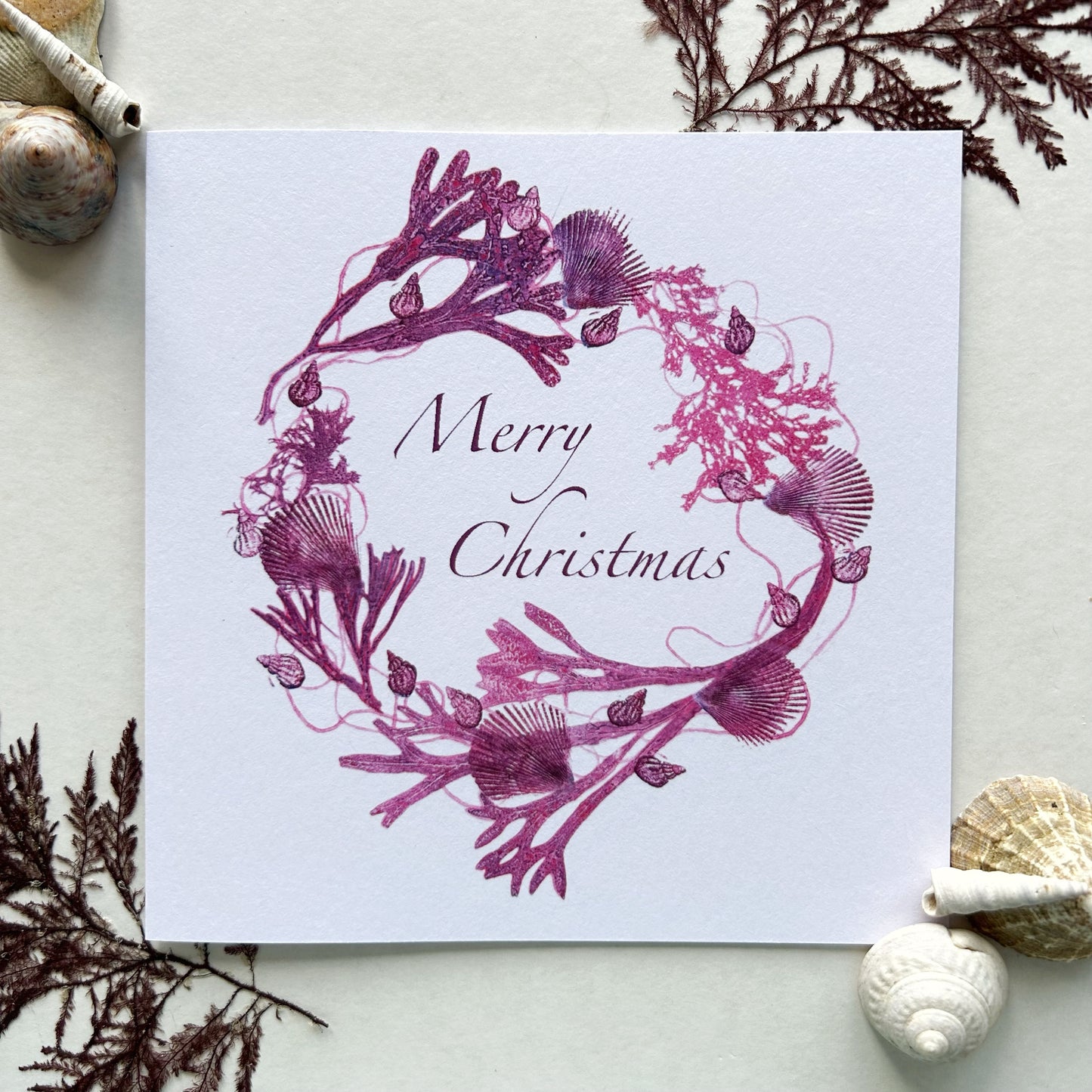 Seaweed Wreath Christmas Card - design from an Islay Prints monoprint