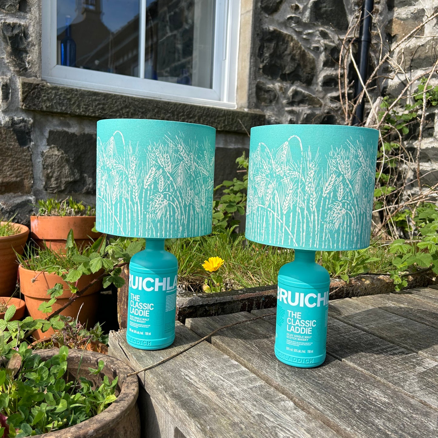 Handmade Barley Lampshade - Turquoise 20cm