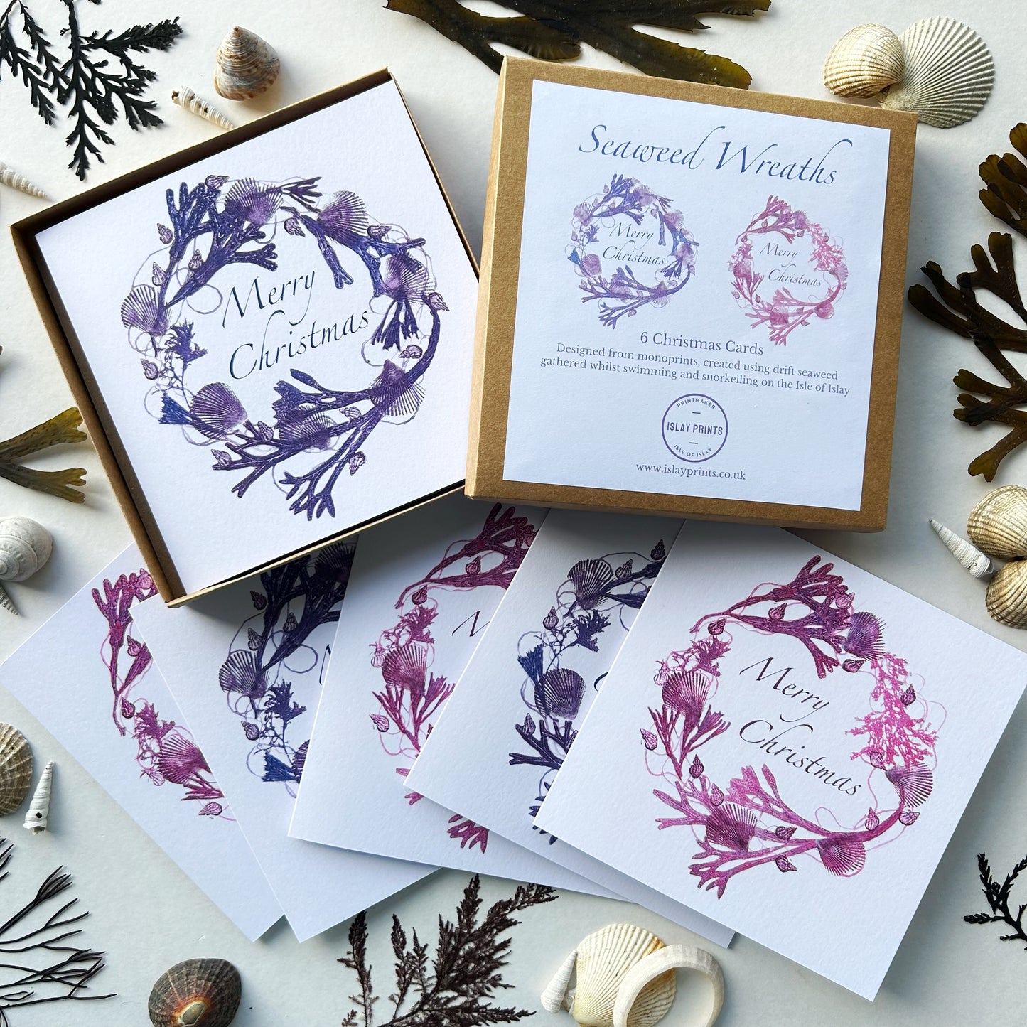 Seaweed Wreaths - 6 Christmas Cards from Islay Prints Monographs